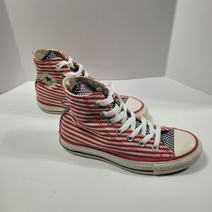 Converse All Star High Sneakers Men’s 3 ladies 5 Red Blue‎ American Flag Shoe